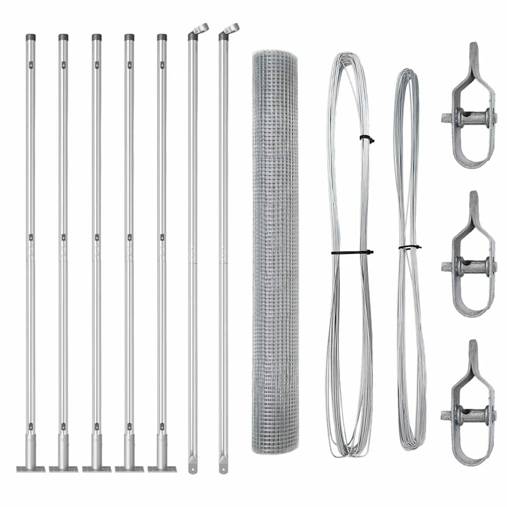 Vidaxl afrasteringspaal zilver 10 x 1 m (12 x 12 mm gaas) staal