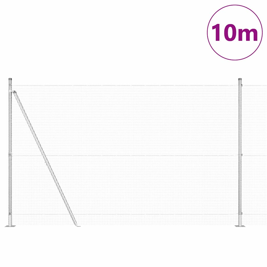 Vidaxl afrasteringspaal zilver 10 x 1,5 m (16 x 16 mm gaas) staal