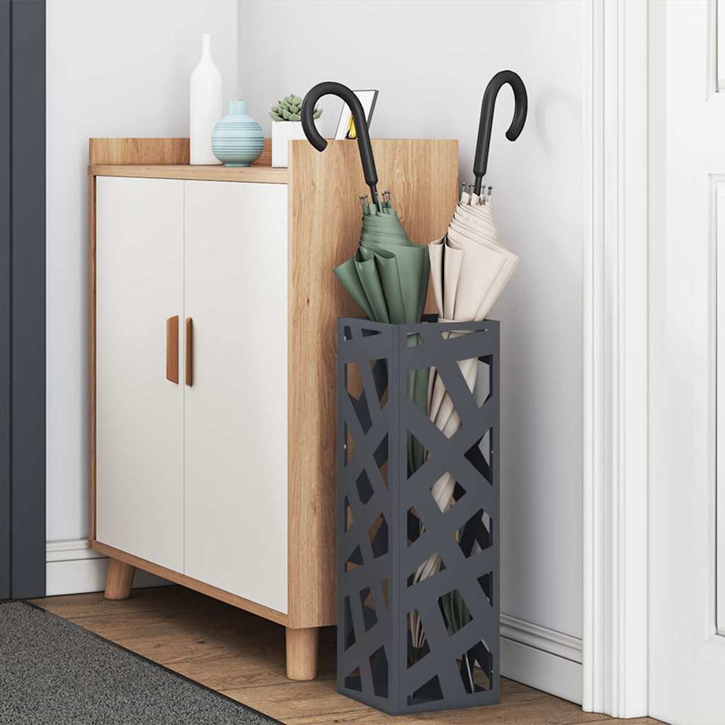 Vidaxl paraplu standaard antraciet 15,5 x 15,5 x 49 cm metaal