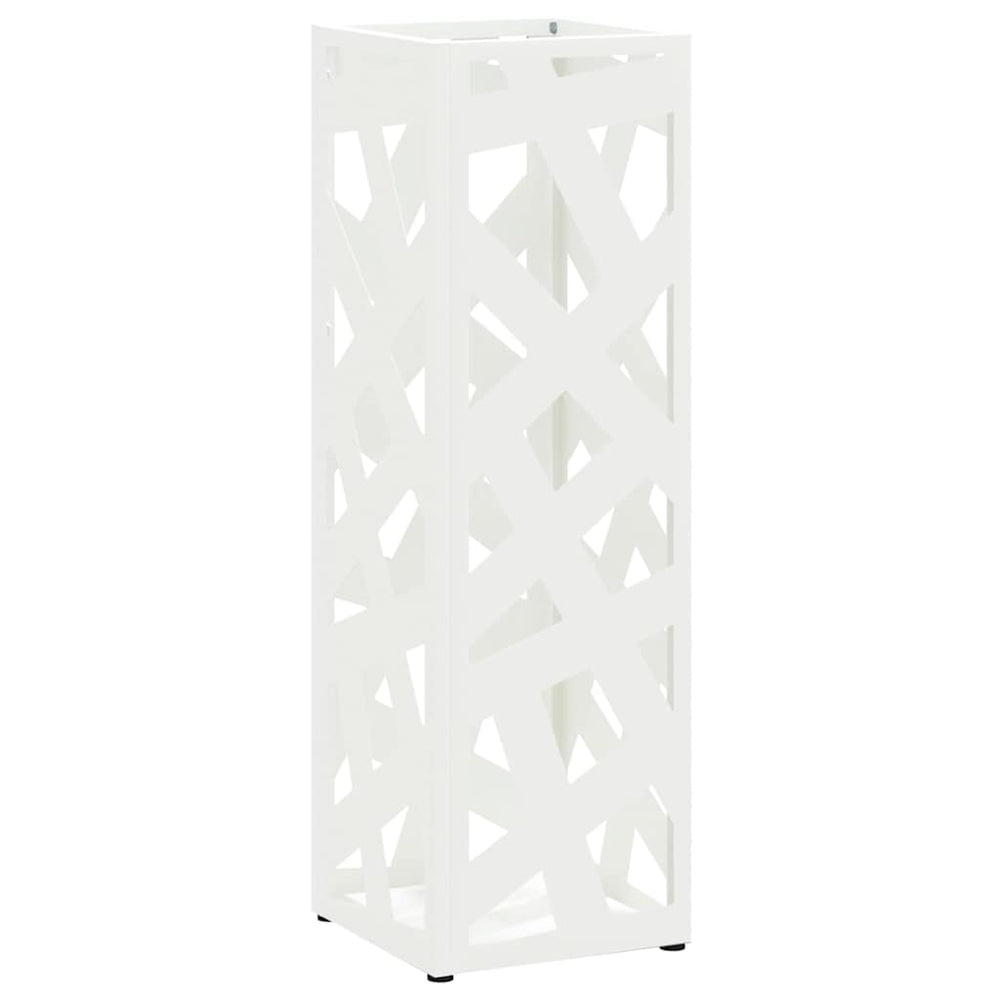 Vidaxl paraplu standaard met opslag wit 15,5 x 15,5 x 49 cm metaal