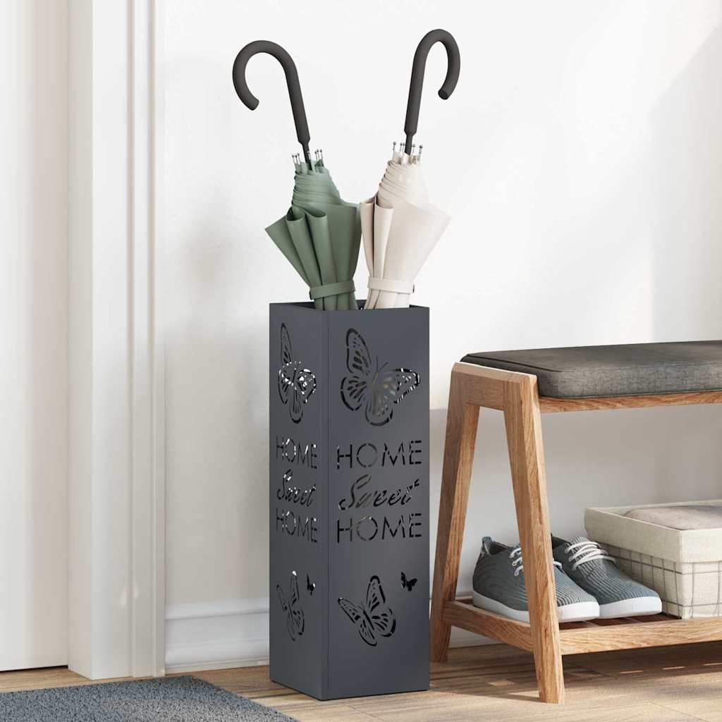 Vidaxl paraplu standaard antraciet 15,5 x 15,5 x 49 cm metaal