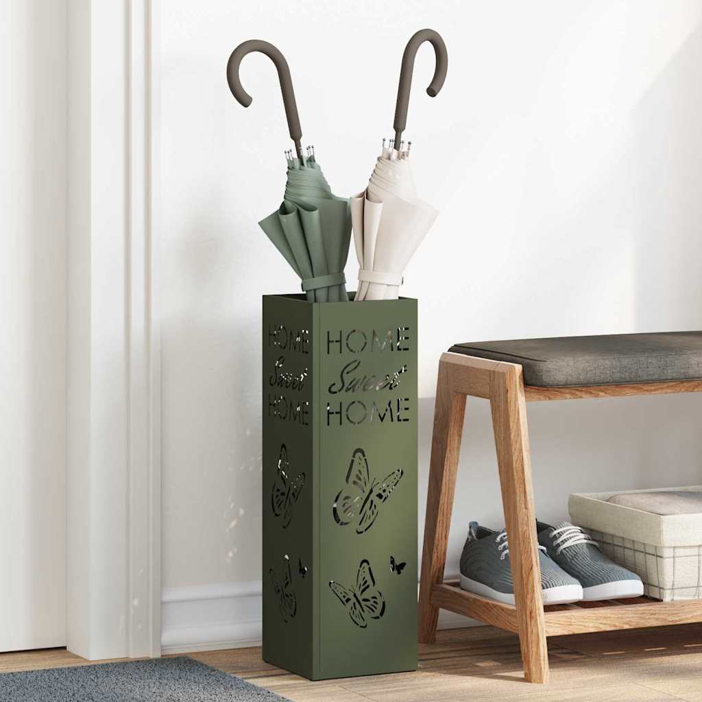 Vidaxl paraplu standaard olijfgroen 15,5 x 15,5 x 49 cm metaal