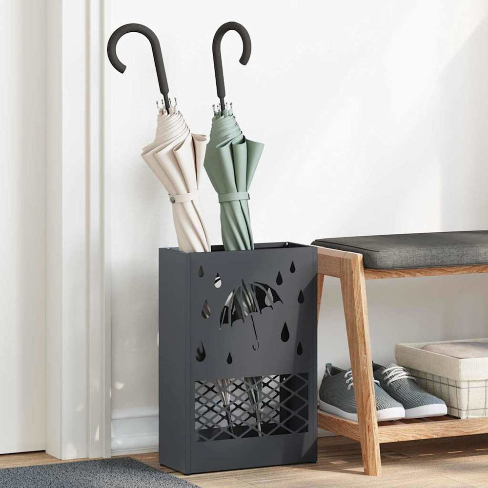 Vidaxl paraplu standaard antraciet 28 x 12 x 41 cm staal
