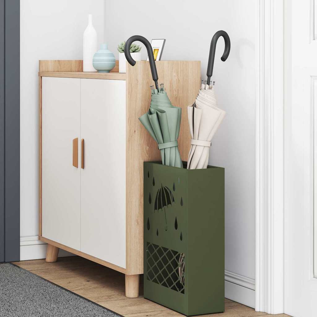 Vidaxl paraplu standaard olijfgroen 28 x 12 x 41 cm staal