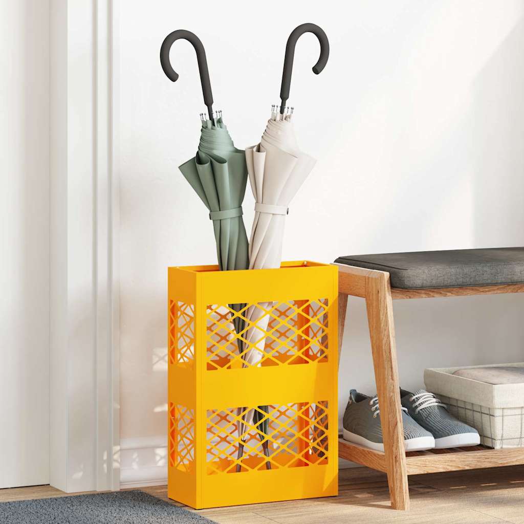 Vidaxl paraplu standaard mosterdgeel 28 x 12 x 41 cm staal