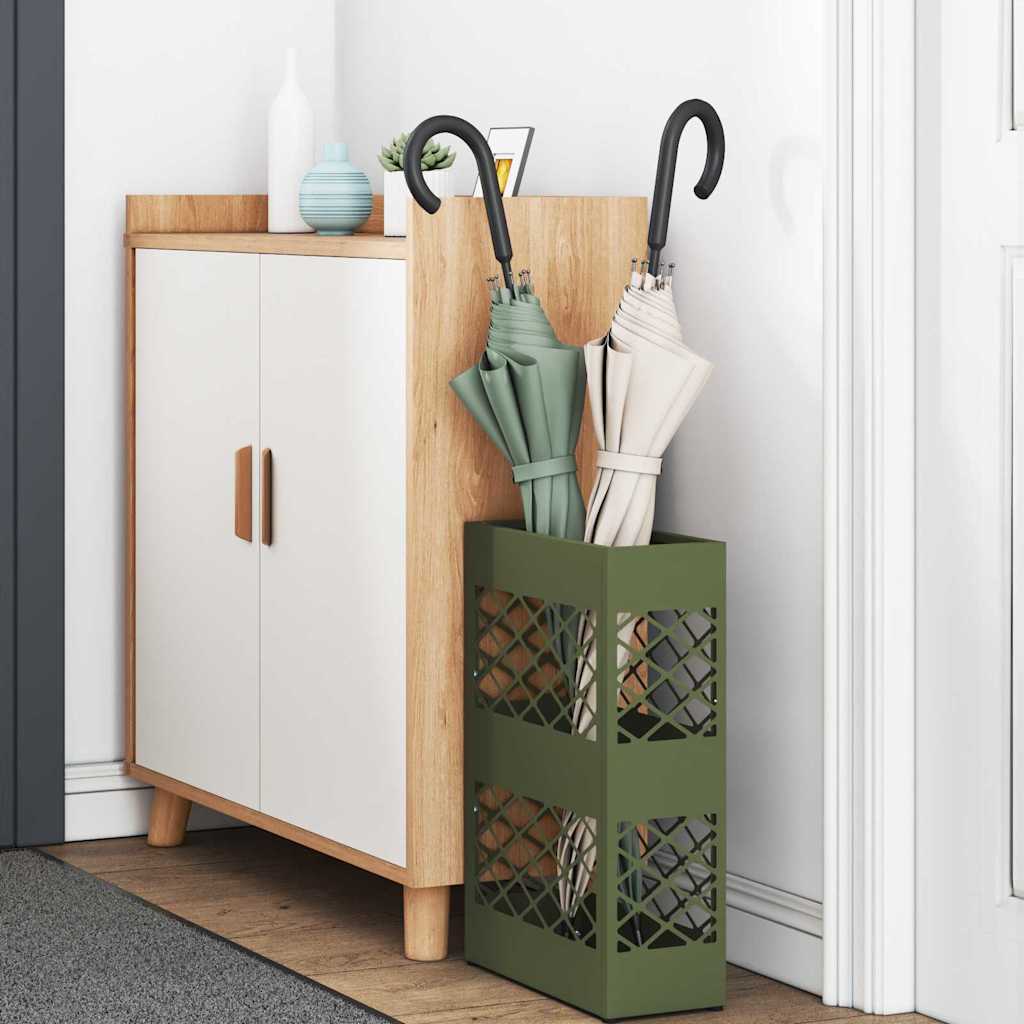 Vidaxl paraplu standaard olijfgroen 28 x 12 x 41 cm staal