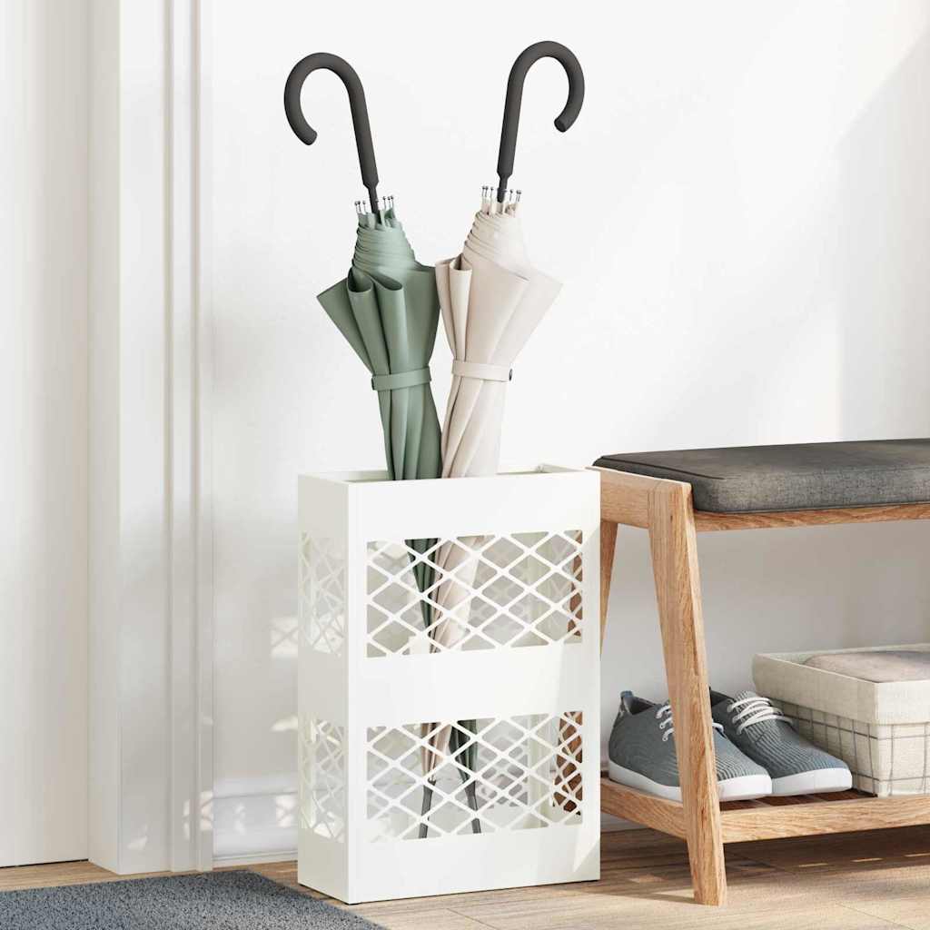 Vidaxl paraplu standaard wit 28 x 12 x 41 cm staal