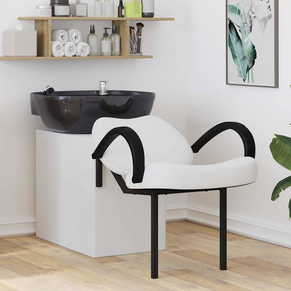 Vidaxl shampoo stoel wit en zwart 63 x 141 x 92 cm pvc