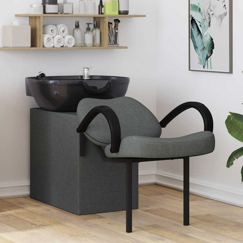 Vidaxl shampoo stoel donkergrijs en zwart 63 x 141 x 92 cm stof