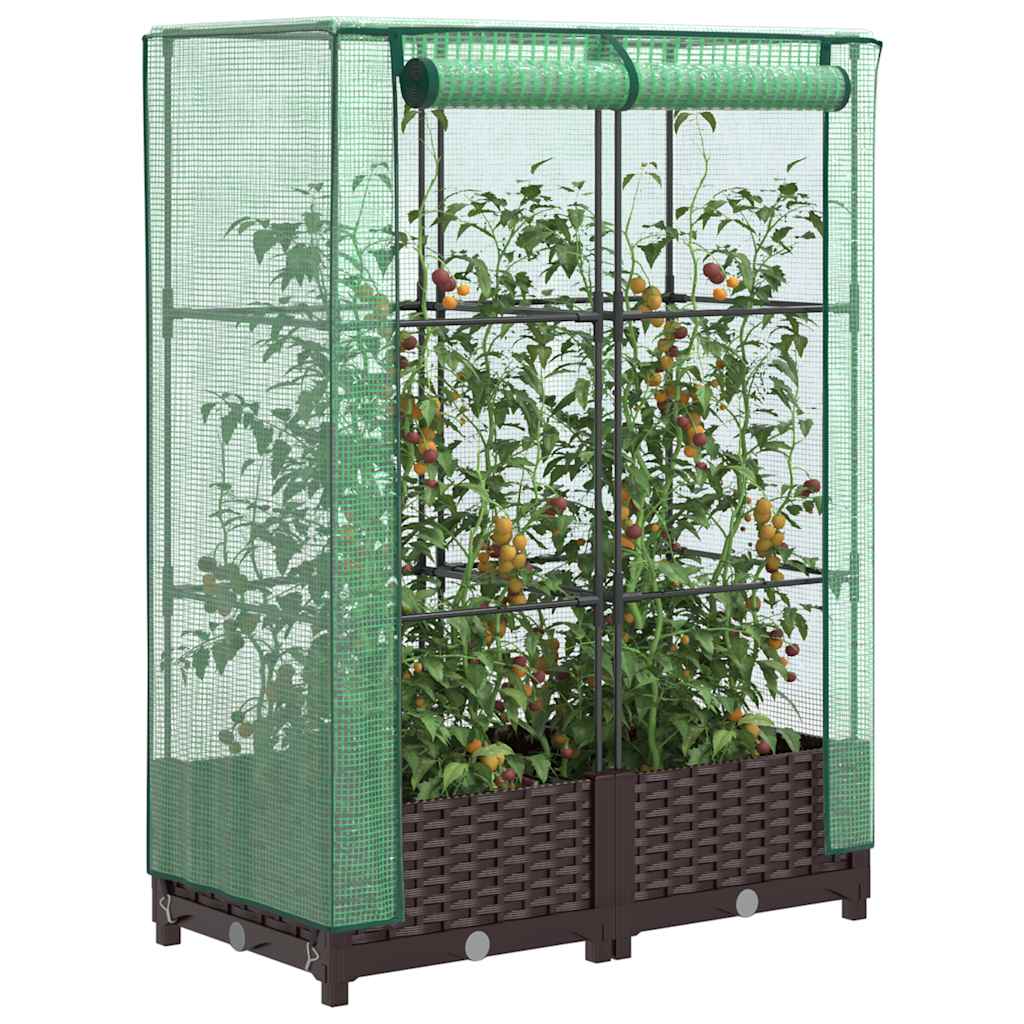 Vidaxl plantenbak verhoogd met kashoes 80x40x123 cm rotanlook