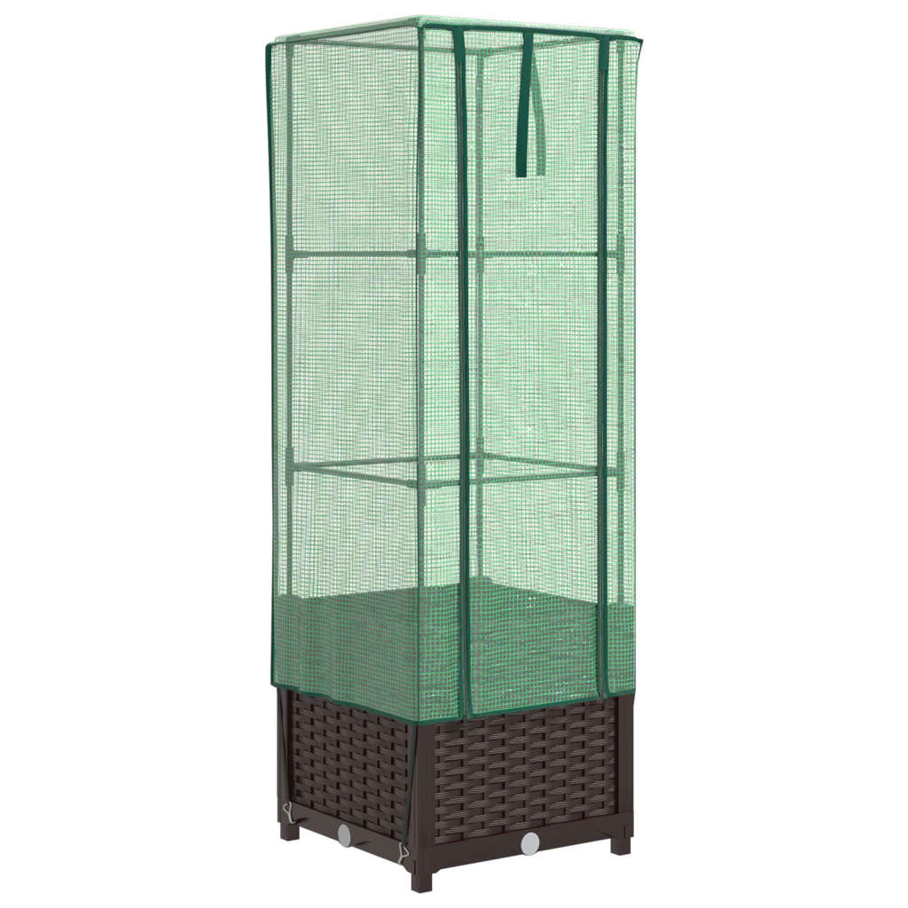Vidaxl plantenbak verhoogd met kashoes 40x40x139 cm rotanlook