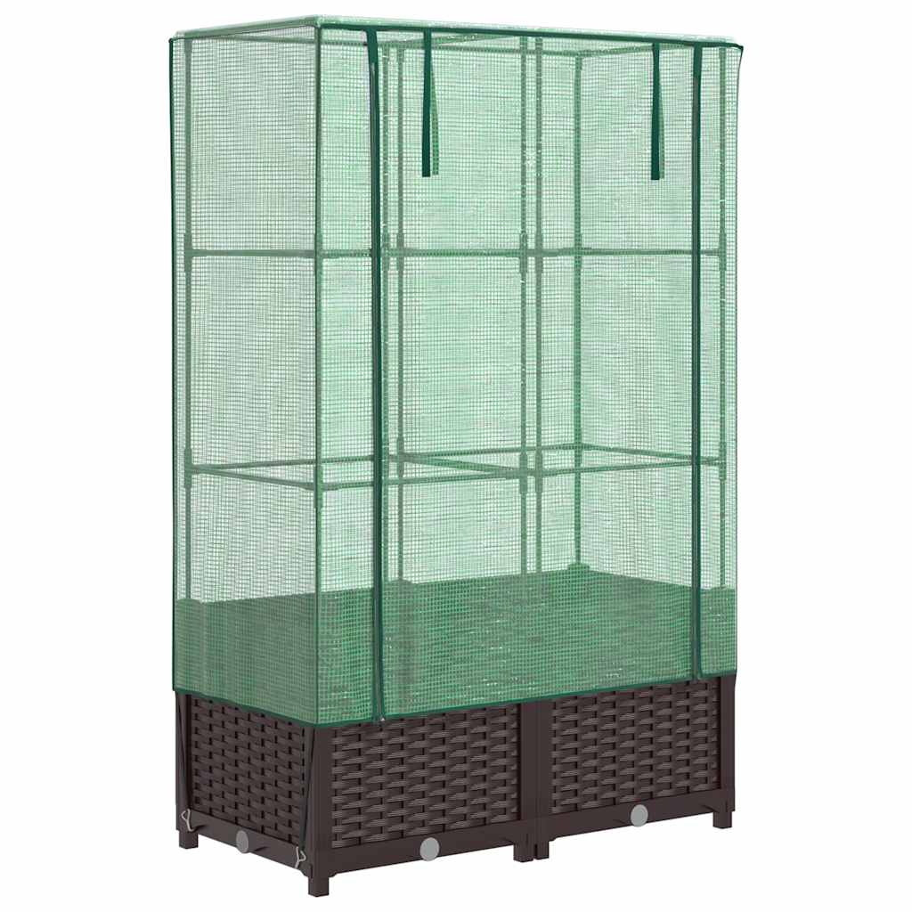 Vidaxl plantenbak verhoogd met kashoes 80x40x138 cm rotanlook