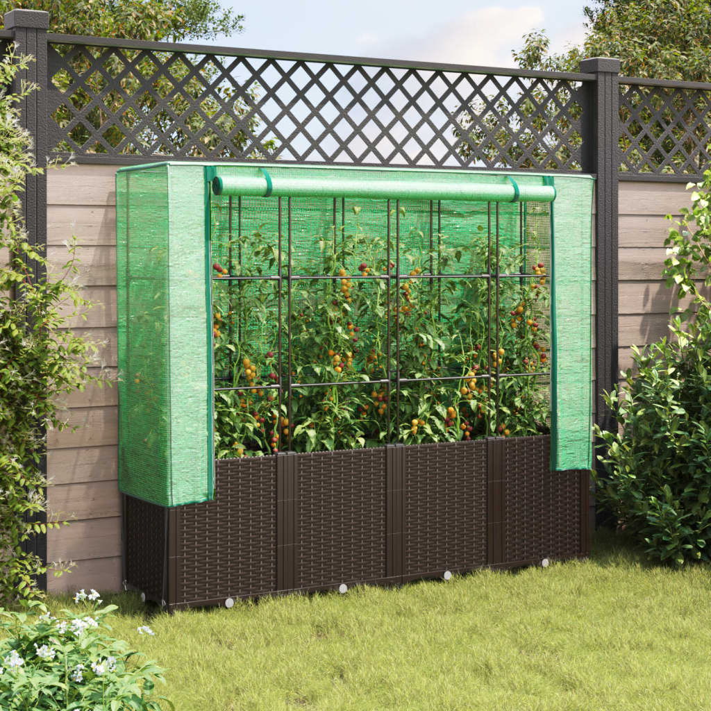 Vidaxl plantenbak verhoogd met kashoes 160x40x153 cm rotanlook