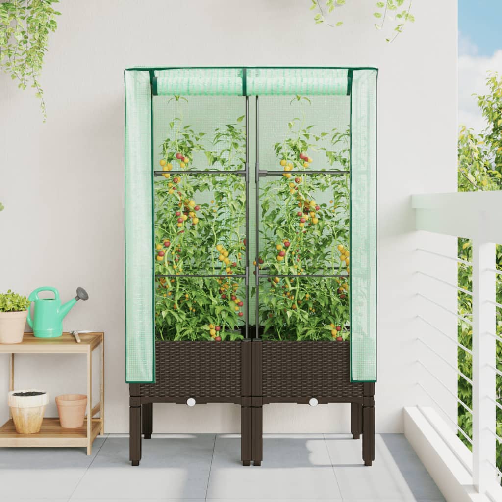 Vidaxl plantenbak verhoogd met kashoes 80x40x140 cm rotanlook