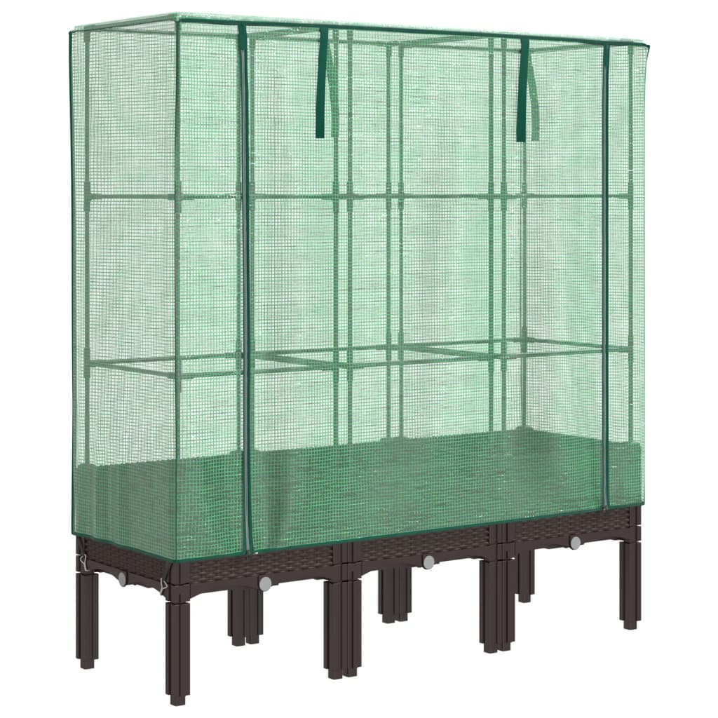Vidaxl plantenbak verhoogd met kashoes 120x40x140 cm rotanlook