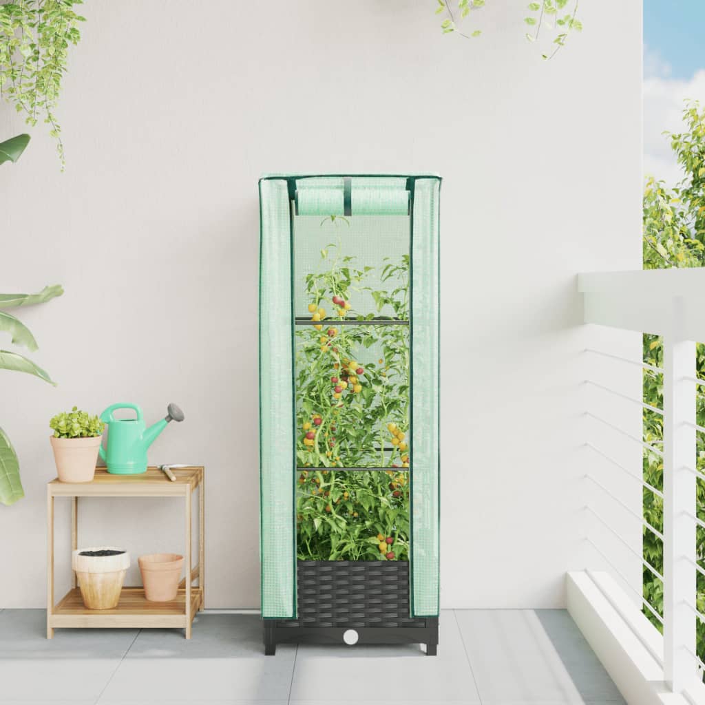 Vidaxl plantenbak verhoogd met kashoes 40x40x123 cm rotanlook
