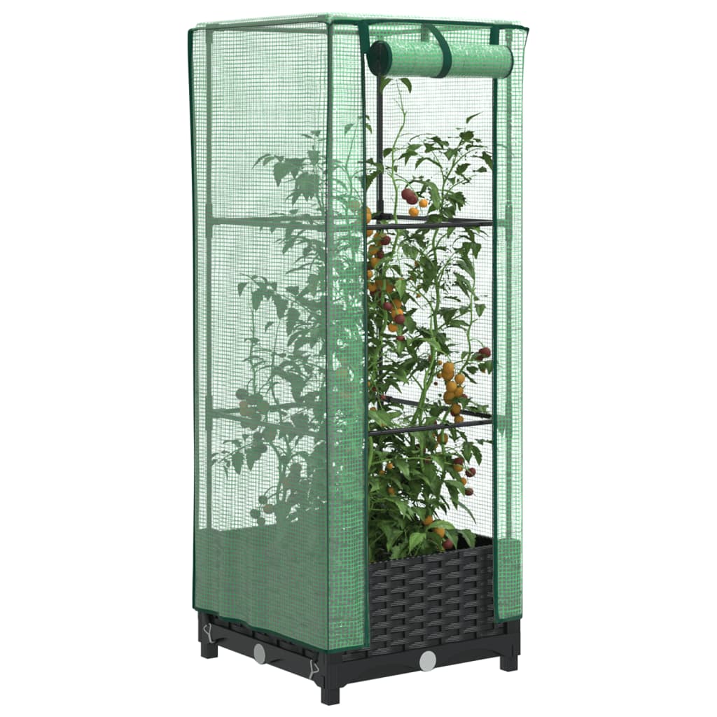 Vidaxl plantenbak verhoogd met kashoes 40x40x123 cm rotanlook