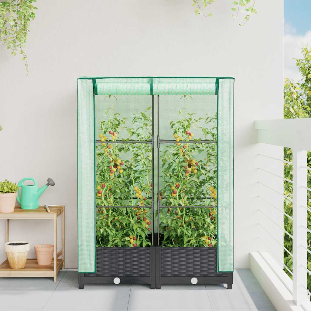 Vidaxl plantenbak verhoogd met kashoes 80x40x123 cm rotanlook