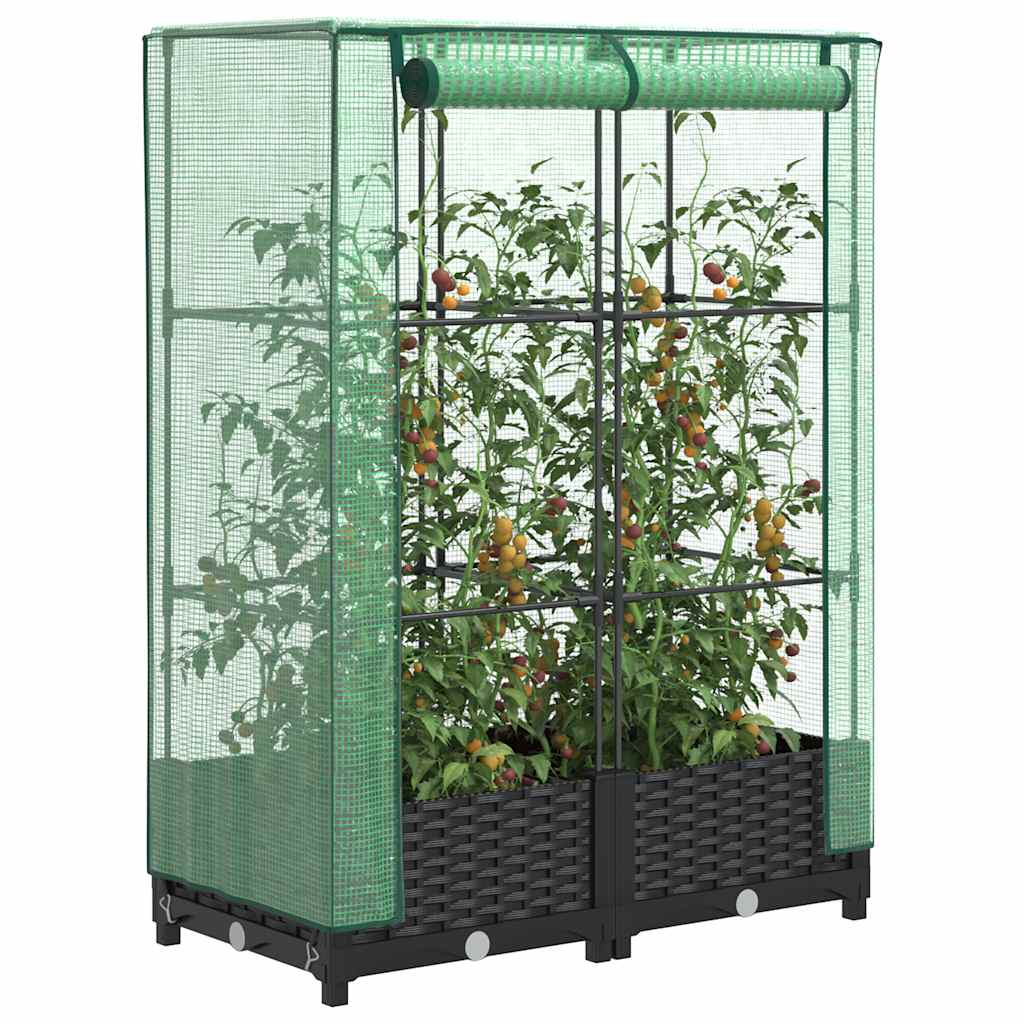 Vidaxl plantenbak verhoogd met kashoes 80x40x123 cm rotanlook