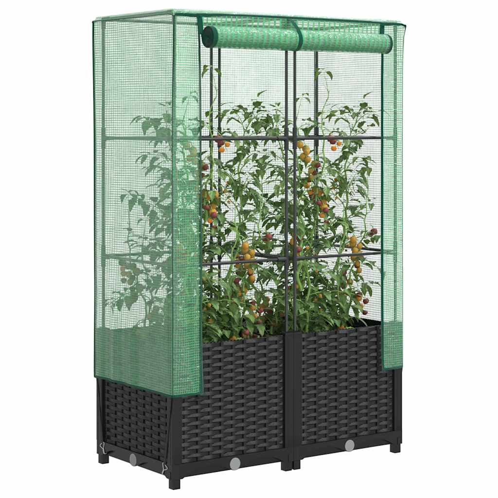 VidaXL Plantenbak verhoogd met kashoes 80x40x138 cm rotanlook