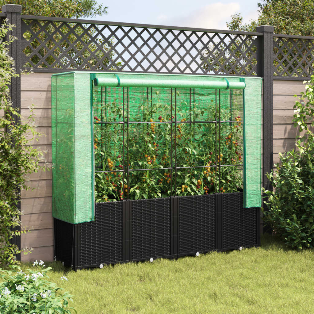 Vidaxl plantenbak verhoogd met kashoes 160x40x153 cm rotanlook