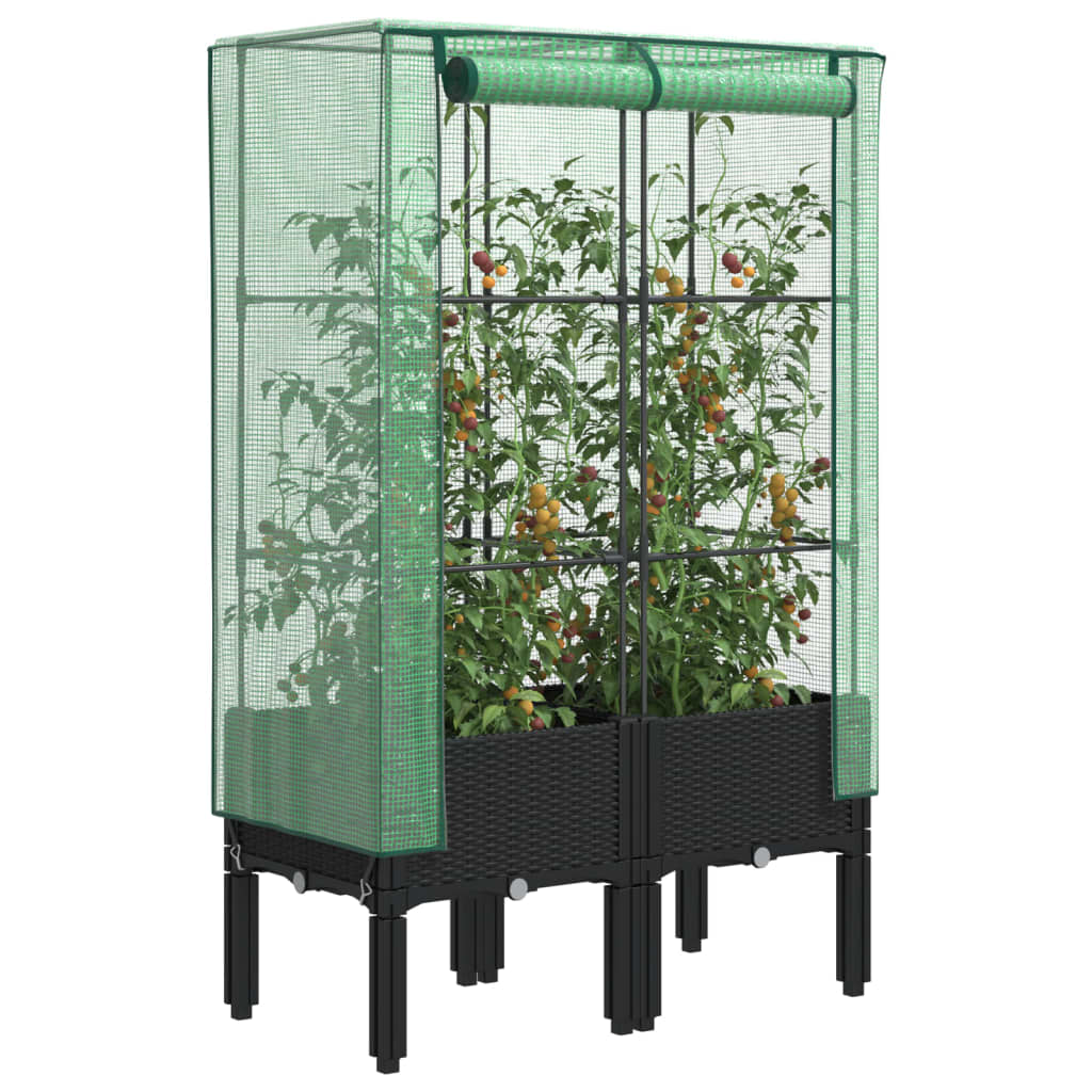 Vidaxl plantenbak verhoogd met kashoes 80x40x140 cm rotanlook