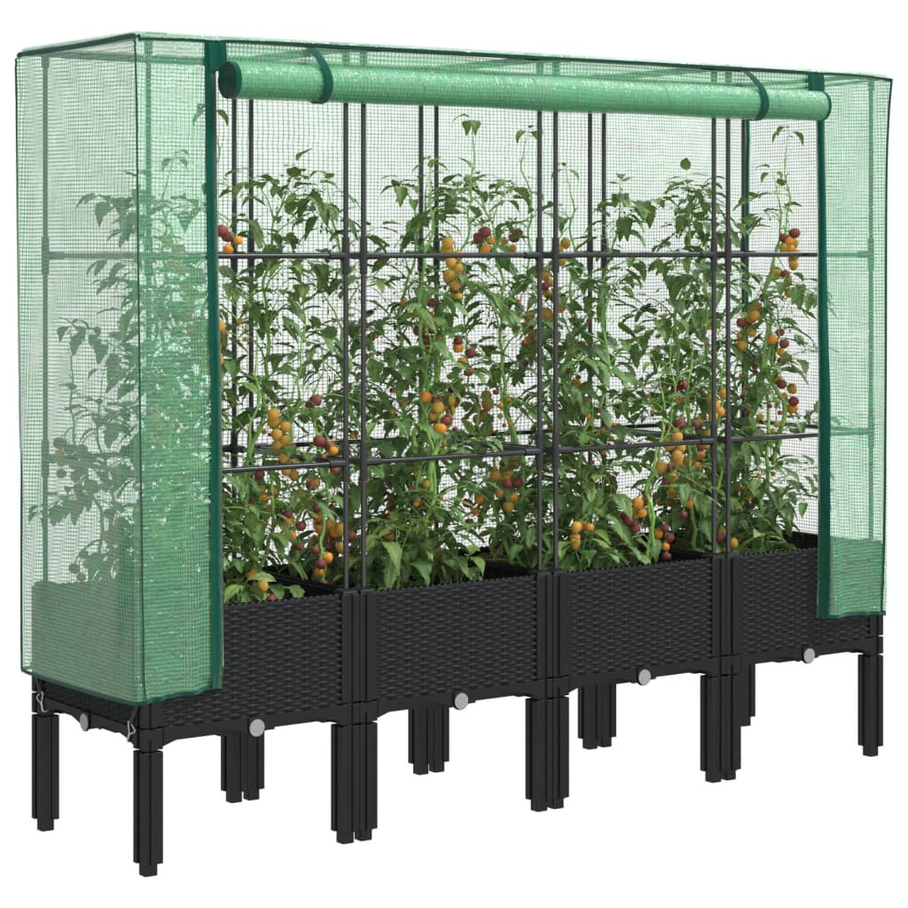 Vidaxl plantenbak verhoogd met kashoes 160x40x140 cm rotanlook