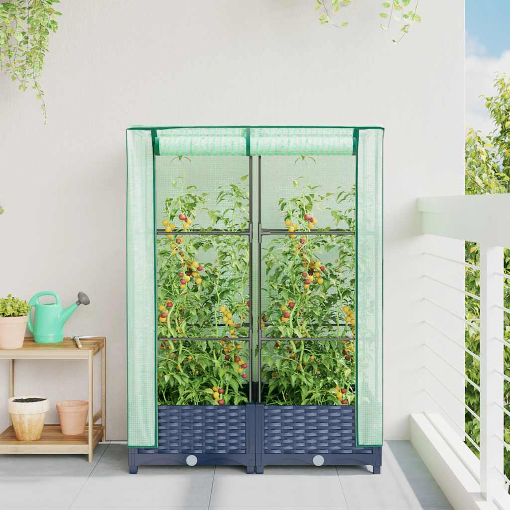 VidaXL Plantenbak verhoogd met kashoes 80x40x123 cm rotanlook