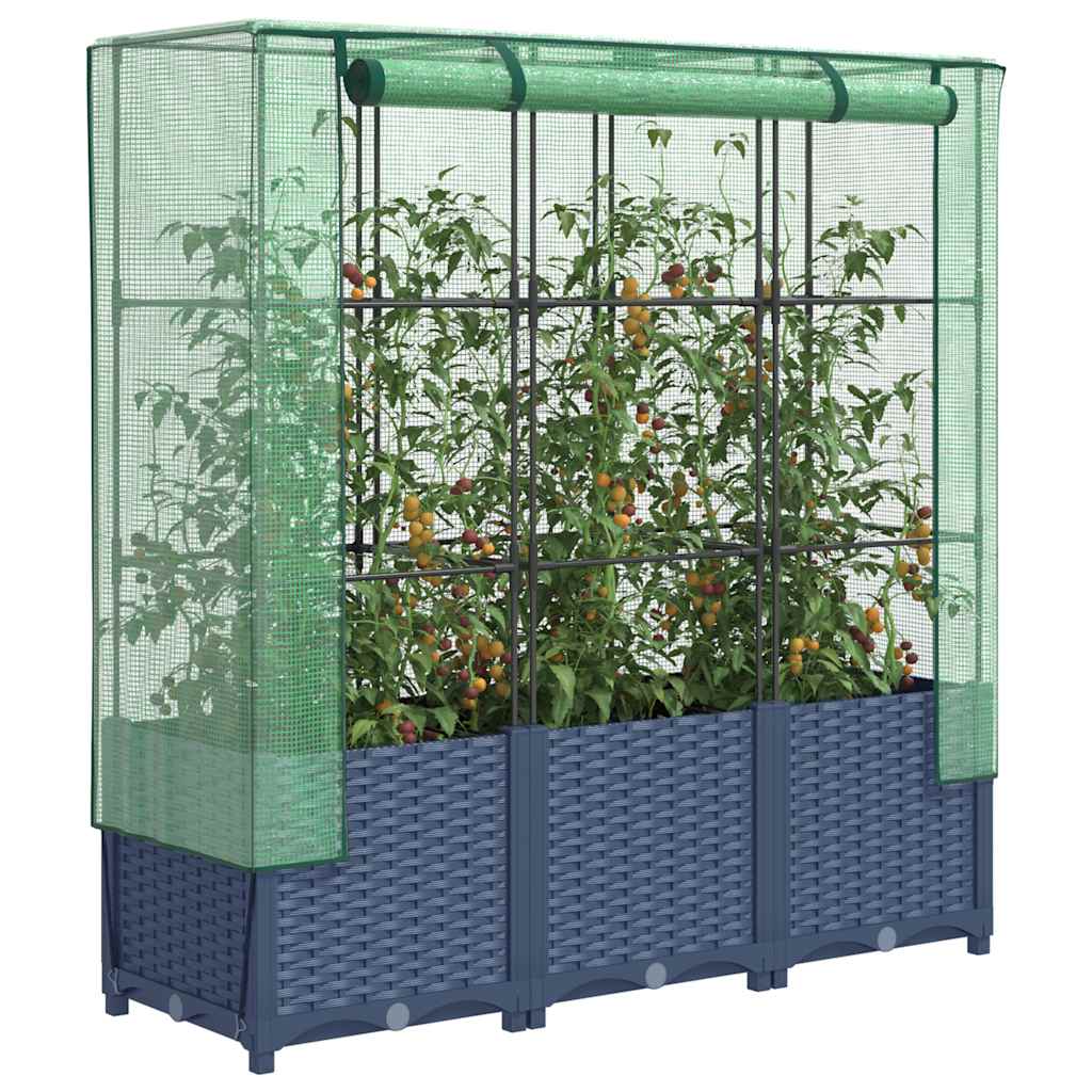 Vidaxl plantenbak verhoogd met kashoes 120x40x138 cm rotanlook
