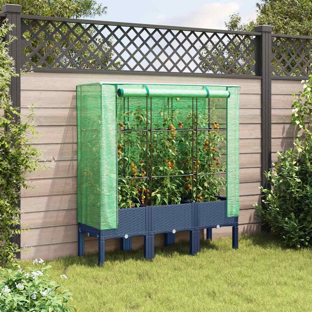 Vidaxl plantenbak verhoogd met kashoes 120x40x140 cm rotanlook