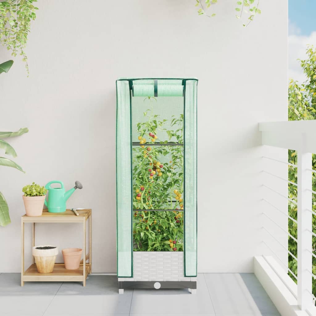 Vidaxl plantenbak verhoogd met kashoes 40x40x123 cm rotanlook