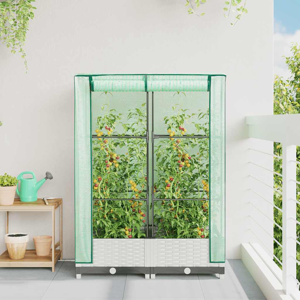 Vidaxl plantenbak verhoogd met kashoes 80x40x123 cm rotanlook