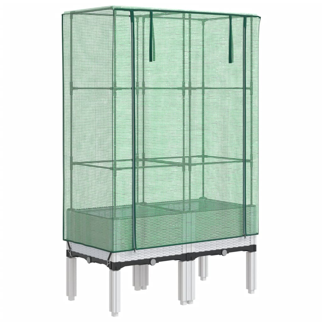 Vidaxl plantenbak verhoogd met kashoes 80x40x140 cm rotanlook