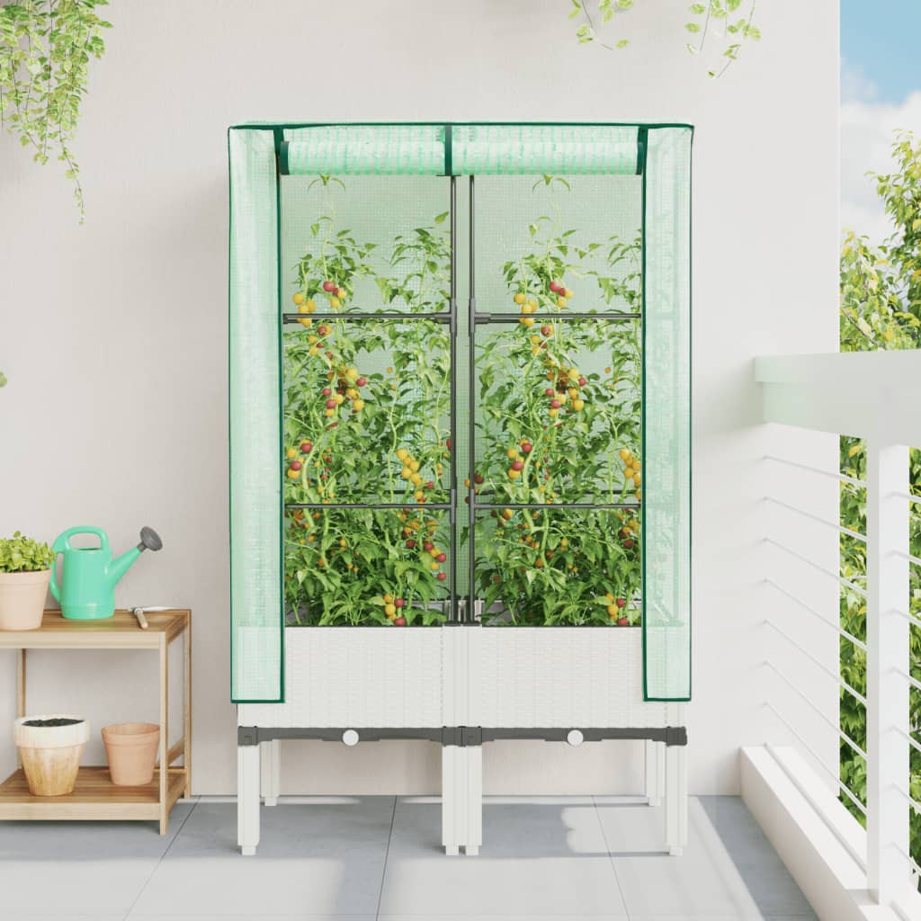 Vidaxl plantenbak verhoogd met kashoes 80x40x140 cm rotanlook