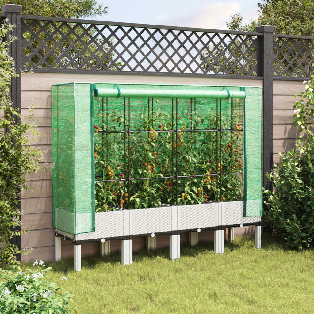 Vidaxl plantenbak verhoogd met kashoes 160x40x140 cm rotanlook