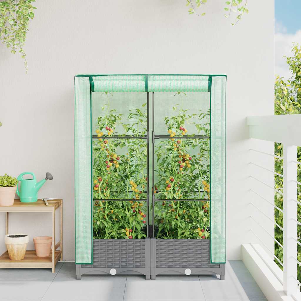 Vidaxl plantenbak verhoogd met kashoes 80x40x123 cm rotanlook