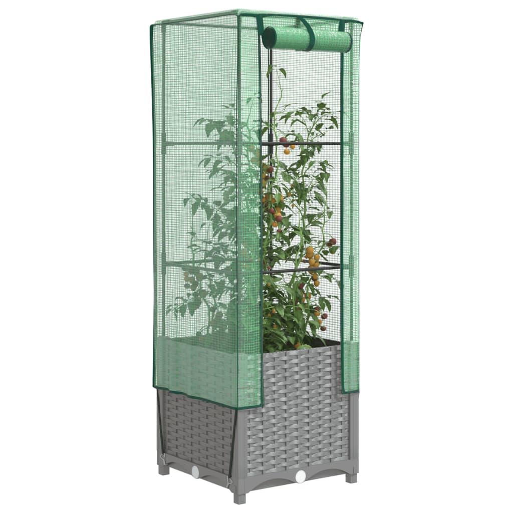 Vidaxl plantenbak verhoogd met kashoes 40x40x139 cm rotanlook