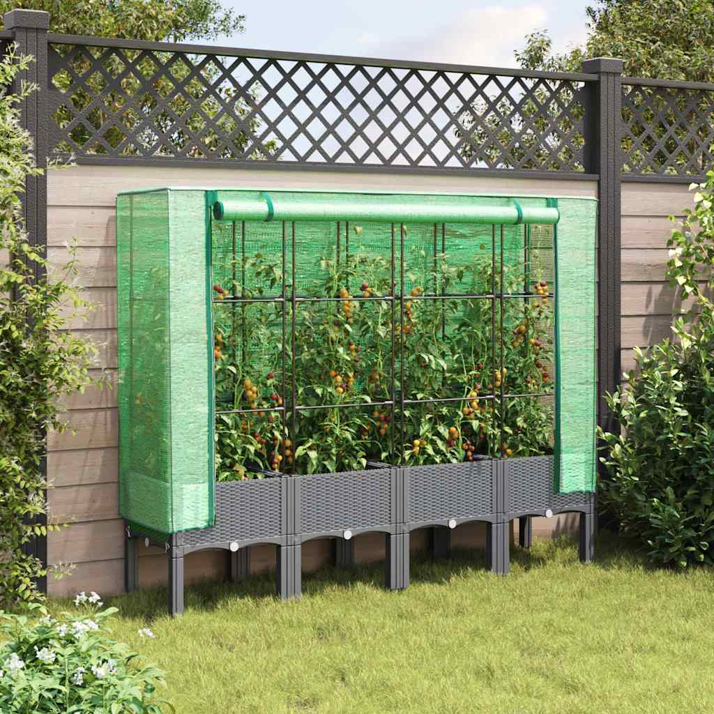 Vidaxl plantenbak verhoogd met kashoes 160x40x140 cm rotanlook