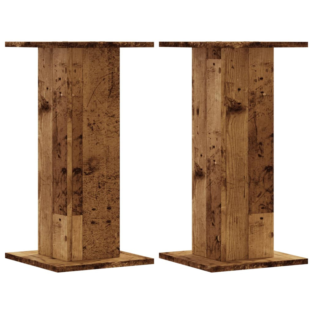 Vidaxl plantenstandaards 2 st 30x30x60 cm bewerkt hout oud houtkleurig