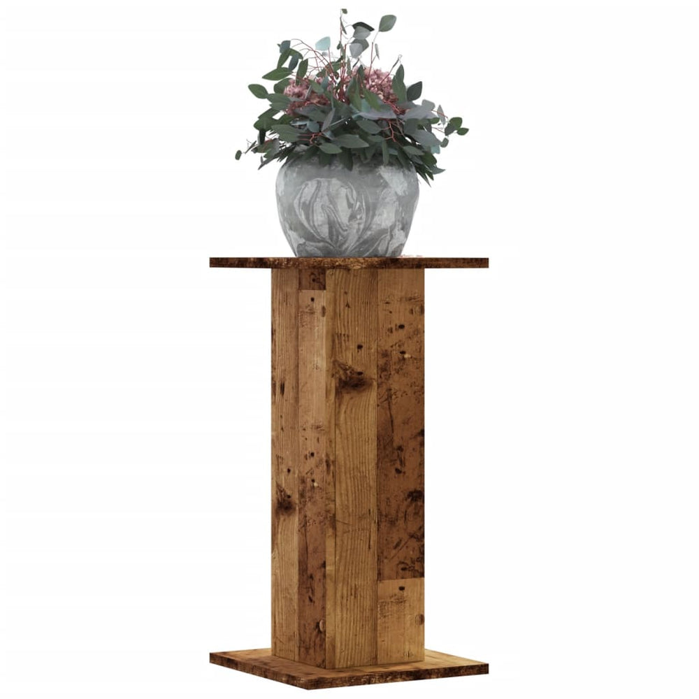 Vidaxl plantenstandaards 2 st 30x30x60 cm bewerkt hout oud houtkleurig