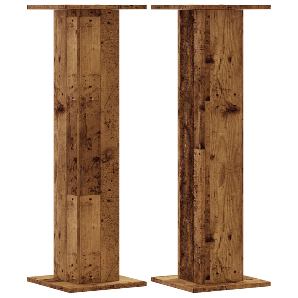Vidaxl plantenstandaards 2 st 30x30x95 cm bewerkt hout oud houtkleurig