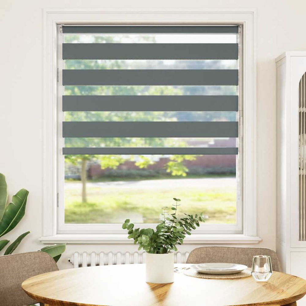 Vidaxl zebra rolgordijn 105x150 cm stofbreedte 100,9 cm donkergrijs