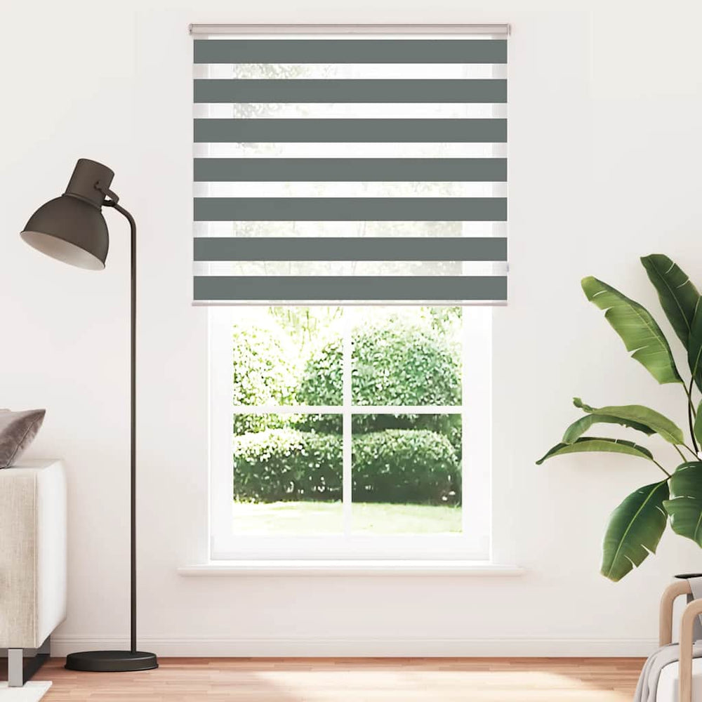 Vidaxl zebra rolgordijn 130x230 cm stofbreedte 125,9 cm donkergrijs