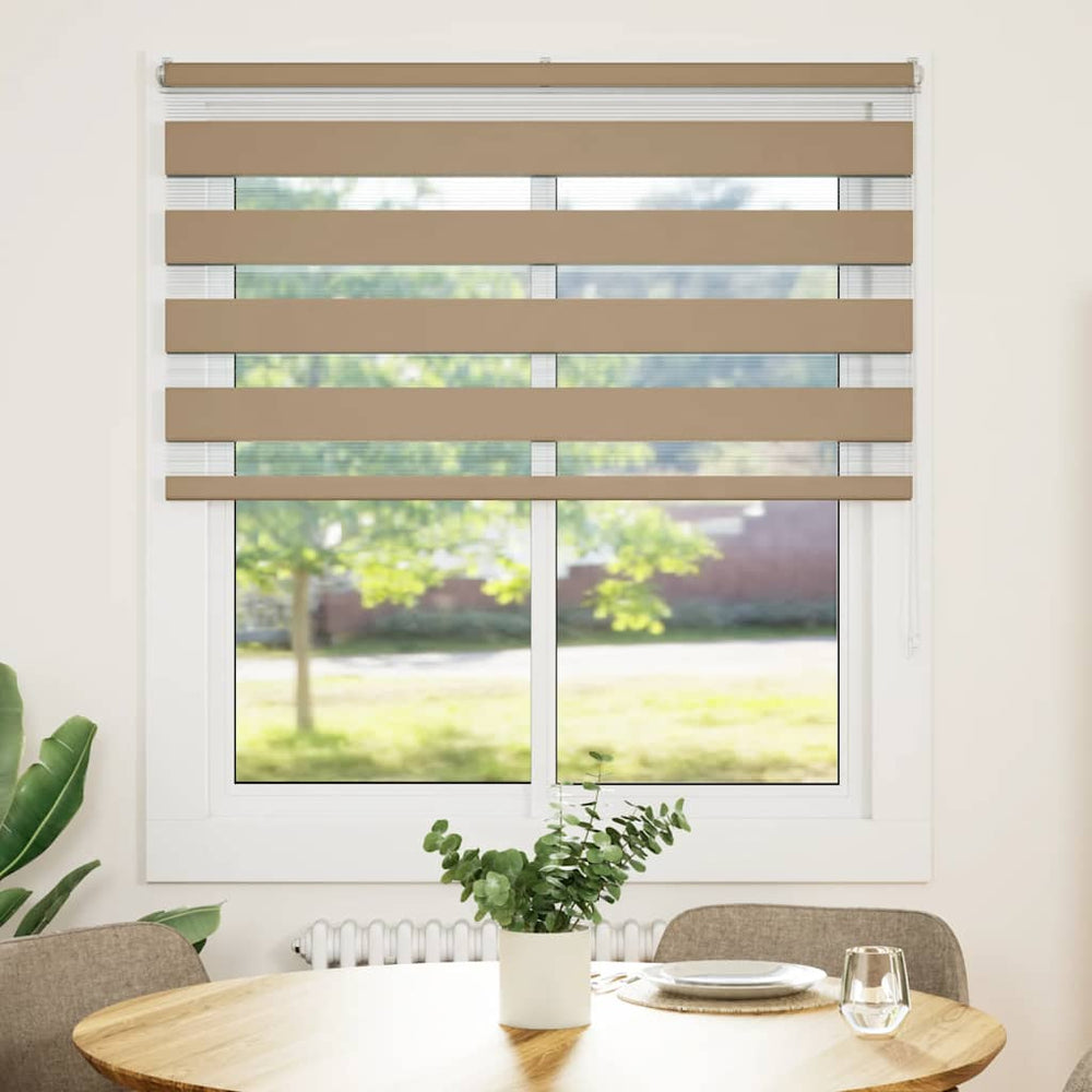 Vidaxl zebra blind 125x100 cm stofbreedte 120,9 cm polyester zandbruin