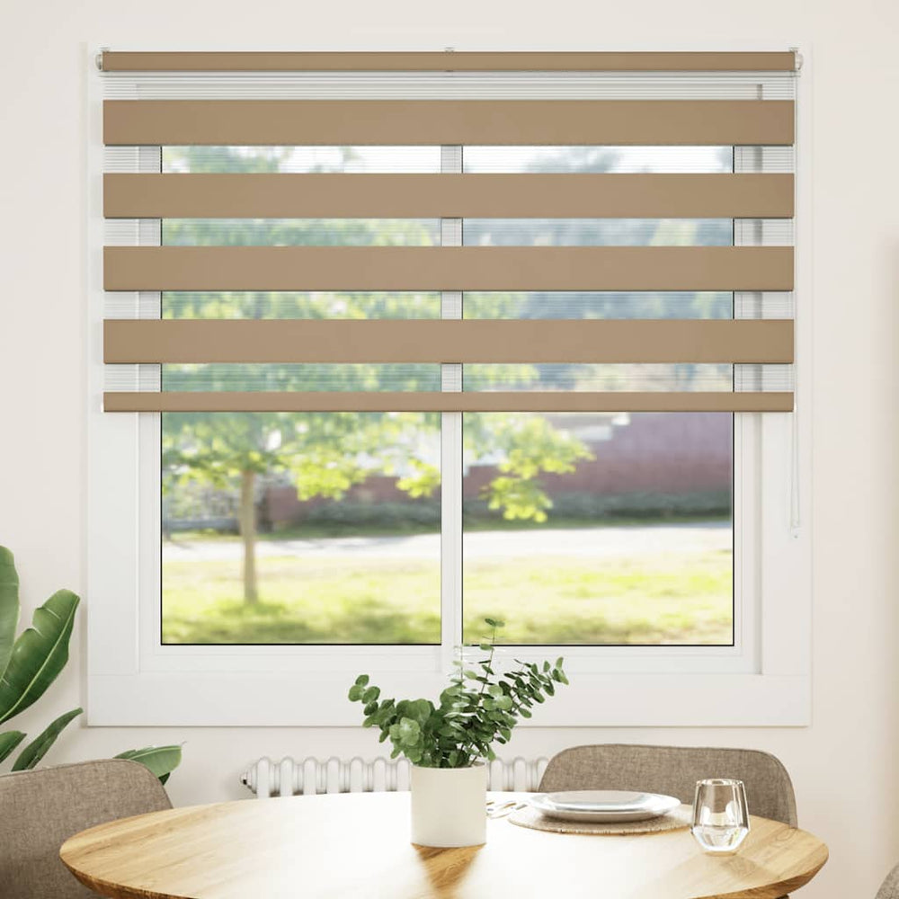 Vidaxl zebra blind 140x100 cm stofbreedte 135,9 cm polyester zandbruin