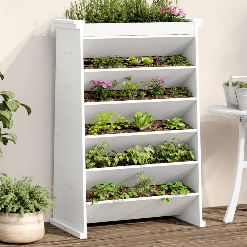Vidaxl kruidenbak 6-laags 69x40x101,5 cm massief groenhout wit