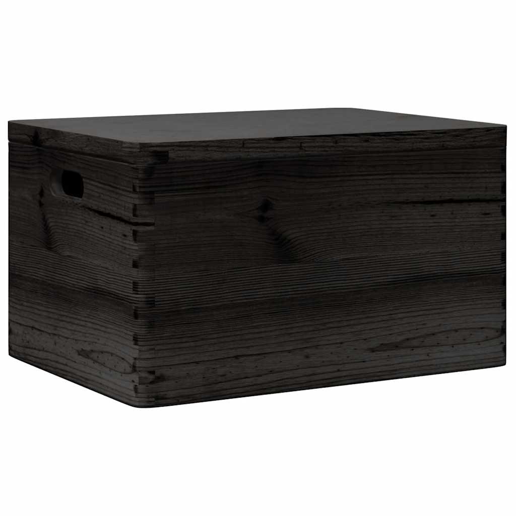 Vidaxl houten kist met deksel handvatten 40x30x23cm groenhout zwart