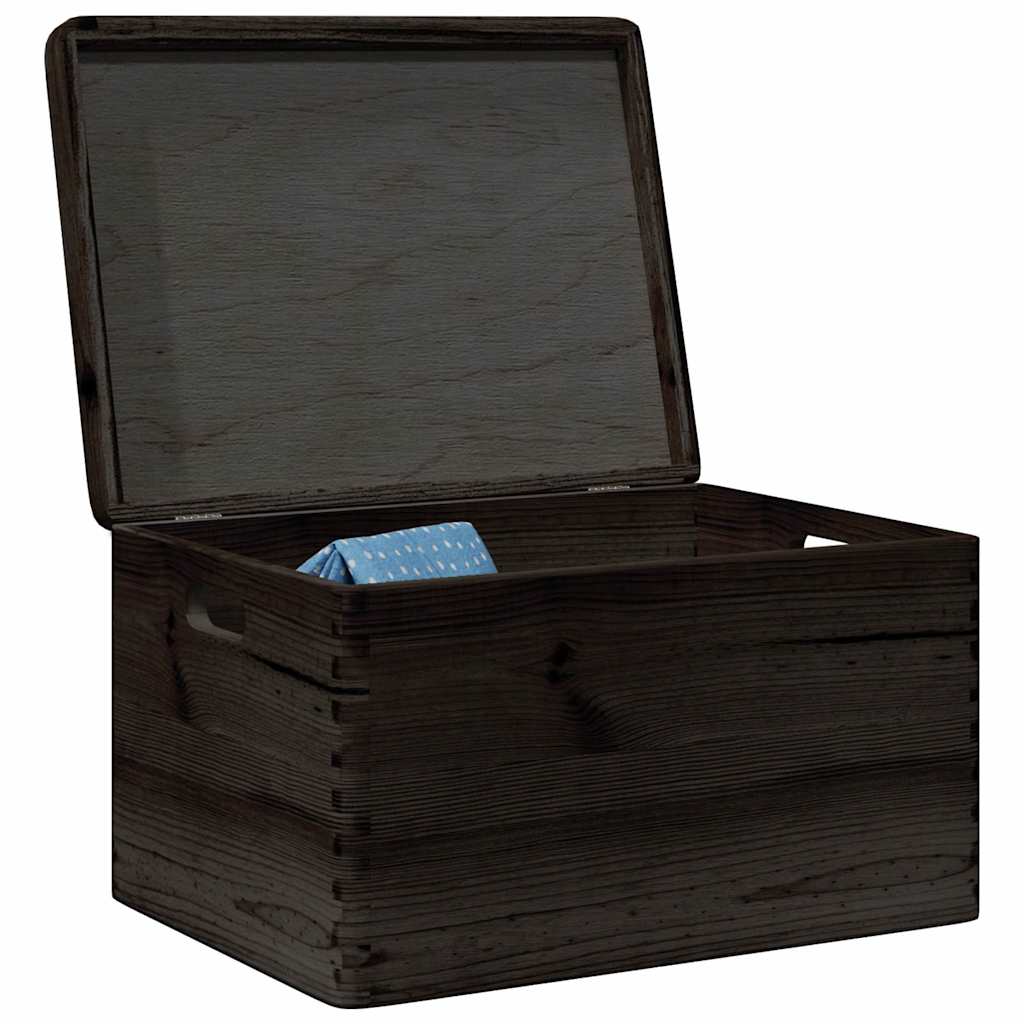 Vidaxl houten kist met deksel handvatten 40x30x23cm groenhout zwart