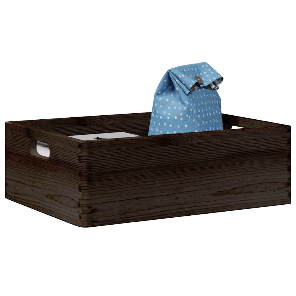 Vidaxl houten kist met handvatten 40x30x13 cm massief groenenhout zwart