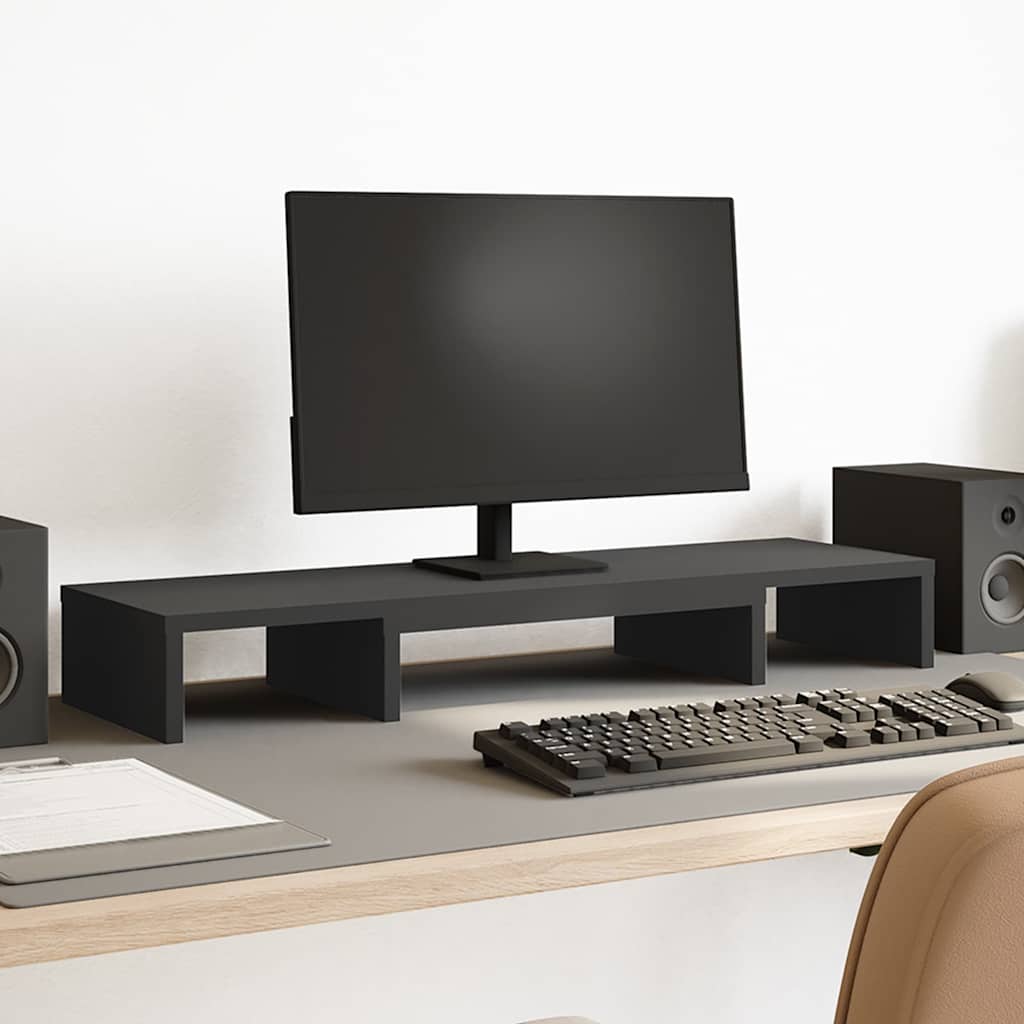 Vidaxl monitorstandaard verstelbaar 80x24x10,5 cm bewerkt hout zwart